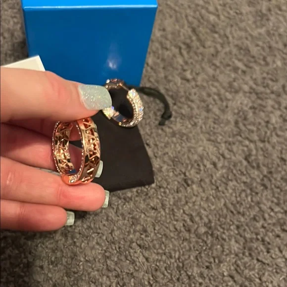 Joan Boyce Rose Gold Hoop Earrings with Crystals - Picture 5 of 10